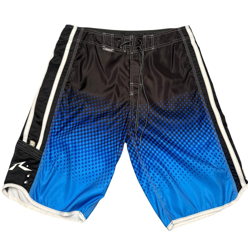 Vintage Y2K Rusty Board Shorts Men's 34 Halftone Gradient Surf Beach Skater